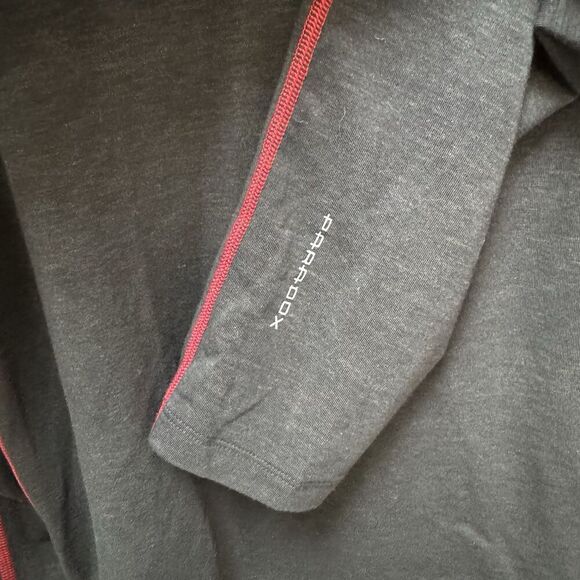 Paradox Mens Merino Wool Blend Base Layer Shirt Small 1/4 Zip Knit Black Red - Picture 6 of 8